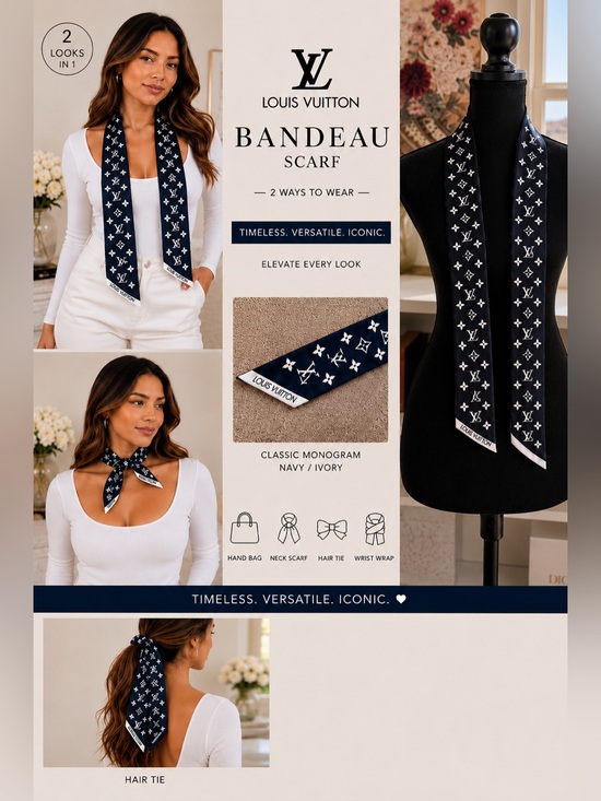 Louis Vuitton | Accessories | Louis Vuitton Monogram Bandeau Marine ...